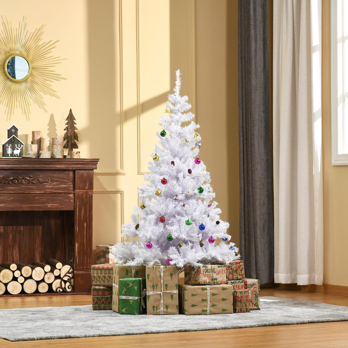 Christmas Tree Artificial Christmas Tree 150Cm With Stand Including Decoration (150Cm, White/Christmas Tree)