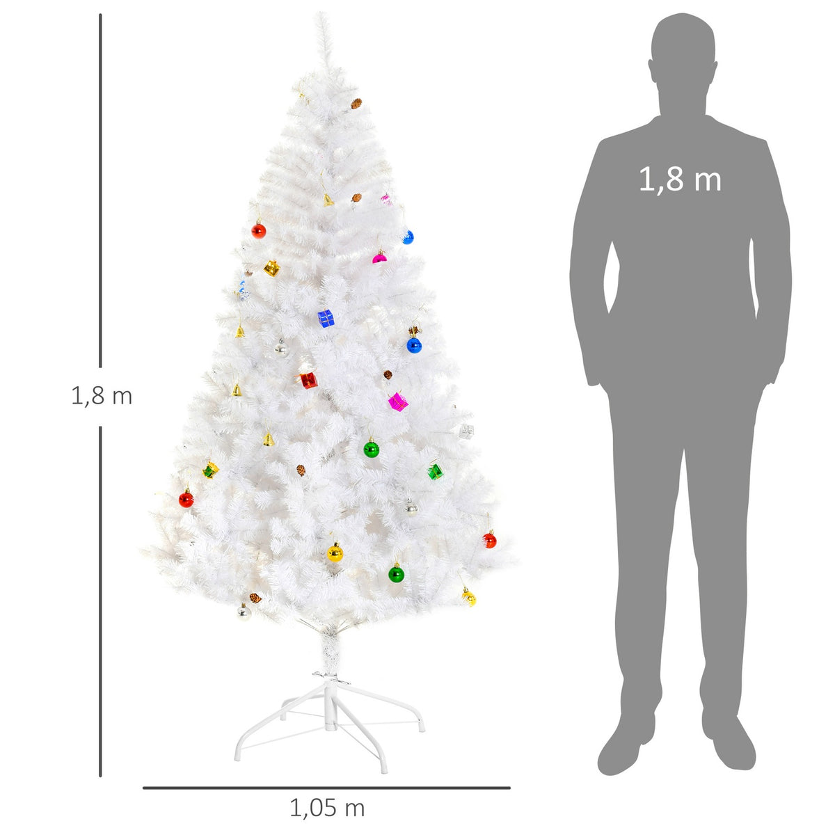 Christmas Tree Artificial Christmas Tree 180Cm With Stand Including Decoration (180Cm, White/Christmas Tree 1)