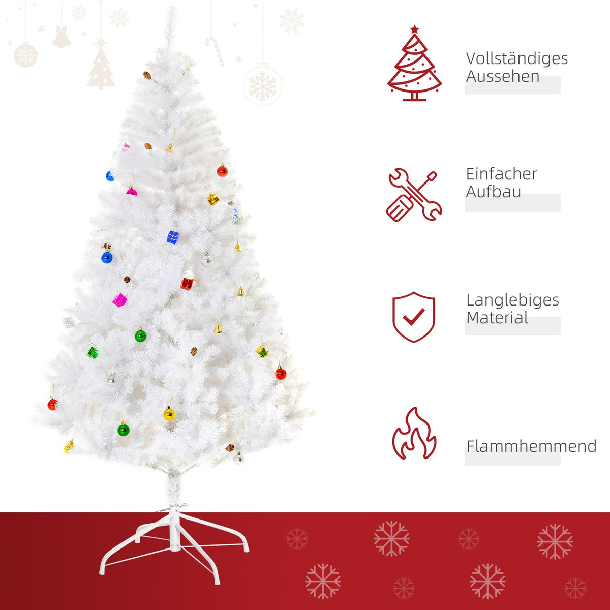 Christmas Tree Artificial Christmas Tree 180Cm With Stand Including Decoration (180Cm, White/Christmas Tree 1)