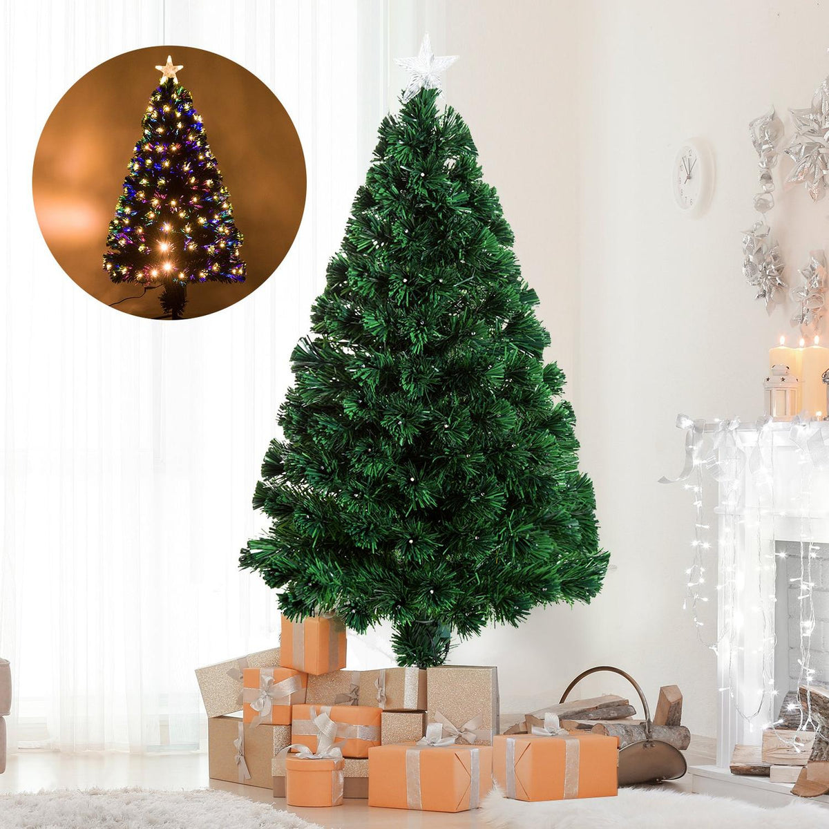 Christmas Tree Artificial Christmas Tree Led Light Fiber 120 Cm