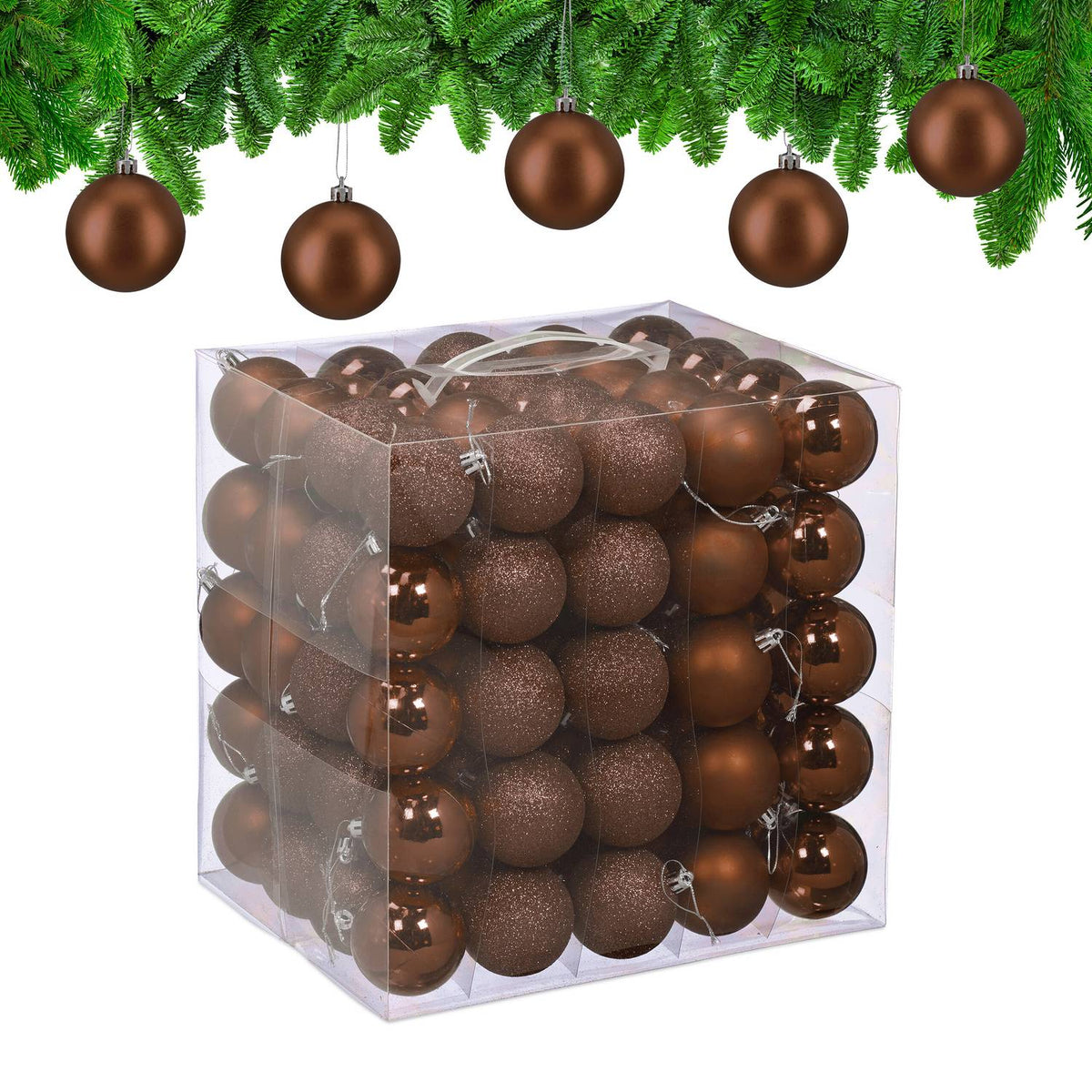 Christmas Tree Baubles Set, 100 Pieces, Matte/Glossy/Glitter