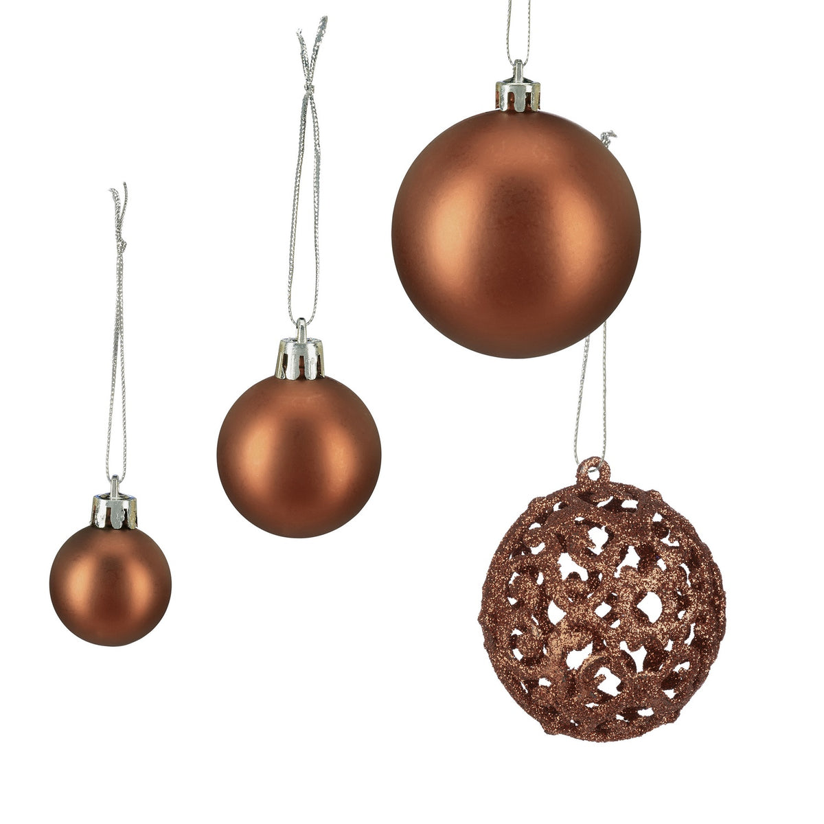 Christmas Tree Baubles Set, 100 Pieces, Various Sizes