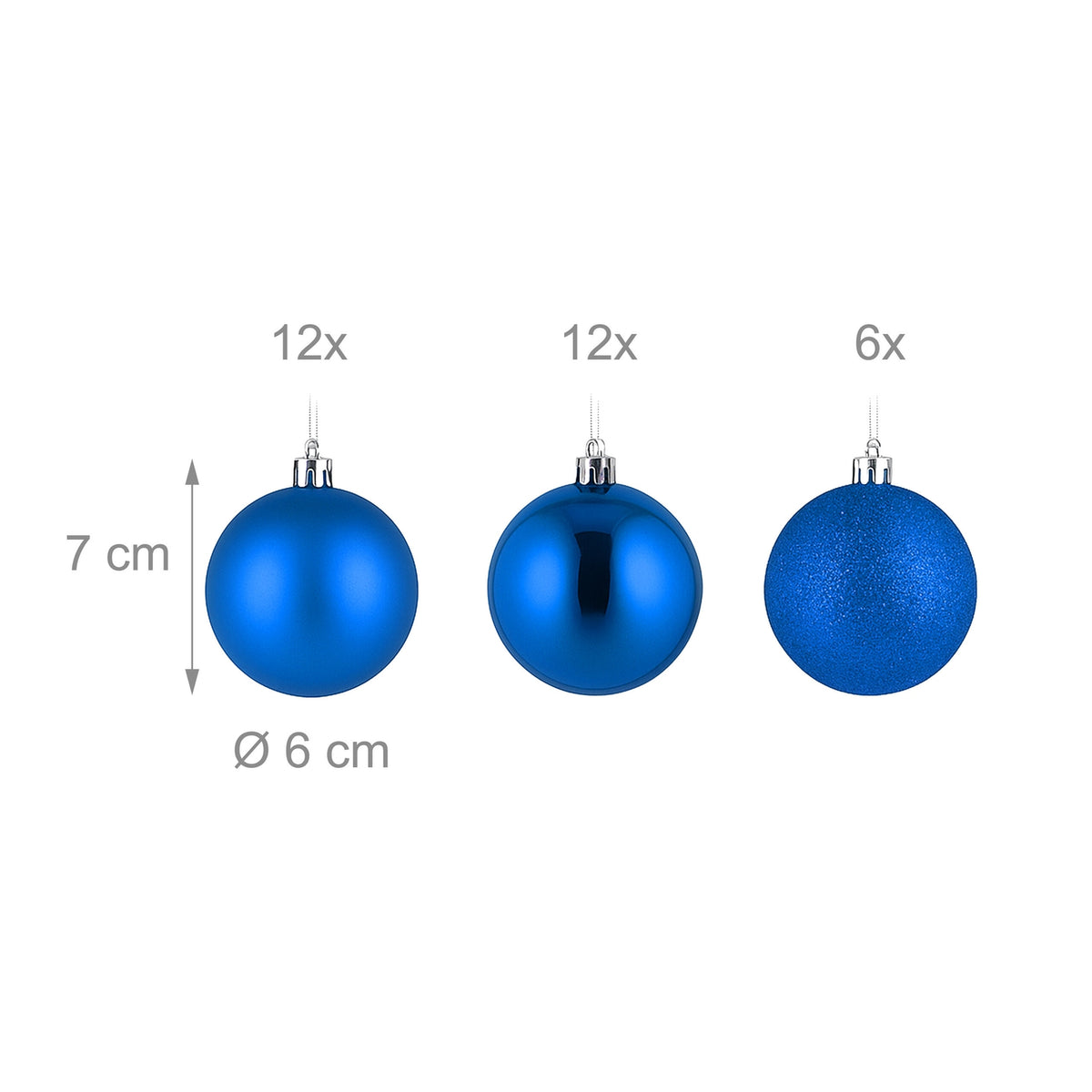 Christmas Tree Baubles Set, 30 Decorative Ornaments