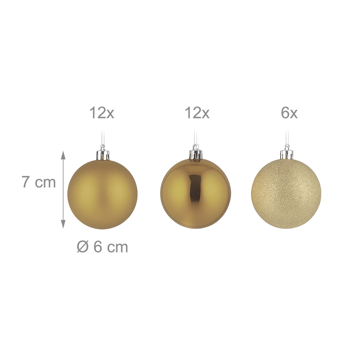 Christmas Tree Baubles Set, 30 Plastic Ornaments