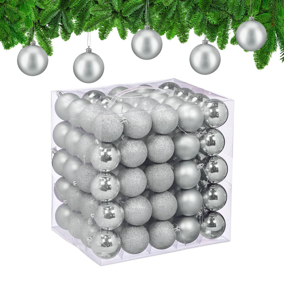 Christmas Tree Baubles Set, 3 Designs, 100 Pieces
