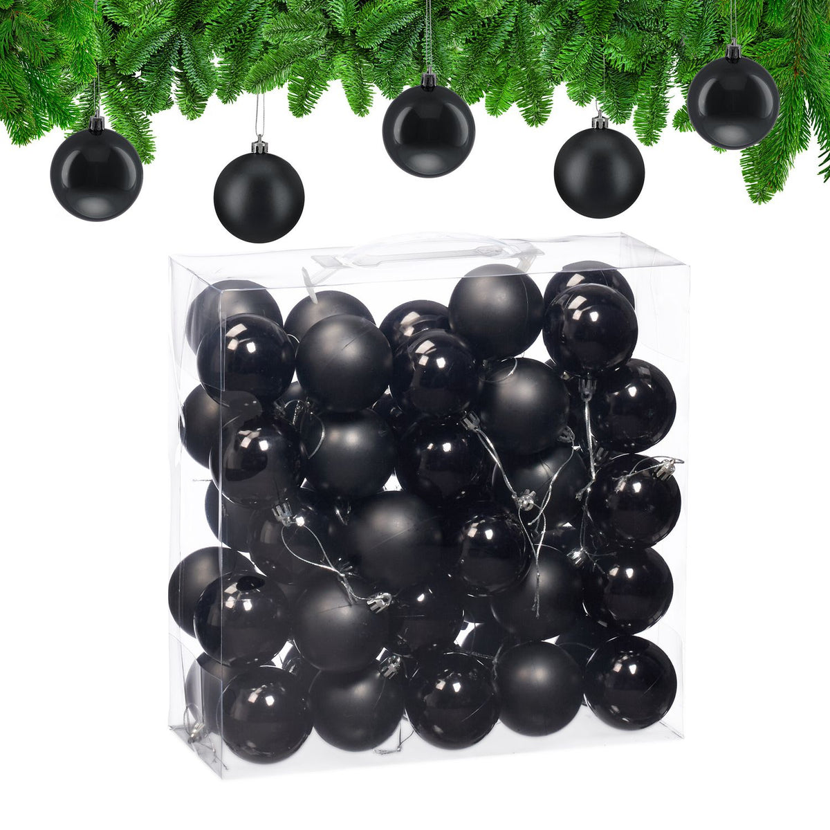 Christmas Tree Baubles Set, 50 Pieces, Matte & Glossy