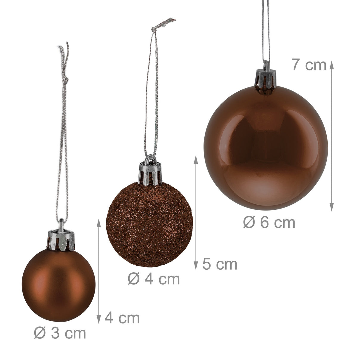 Christmas Tree Baubles Set, 76 Pcs – Matte, Shiny, Glitter