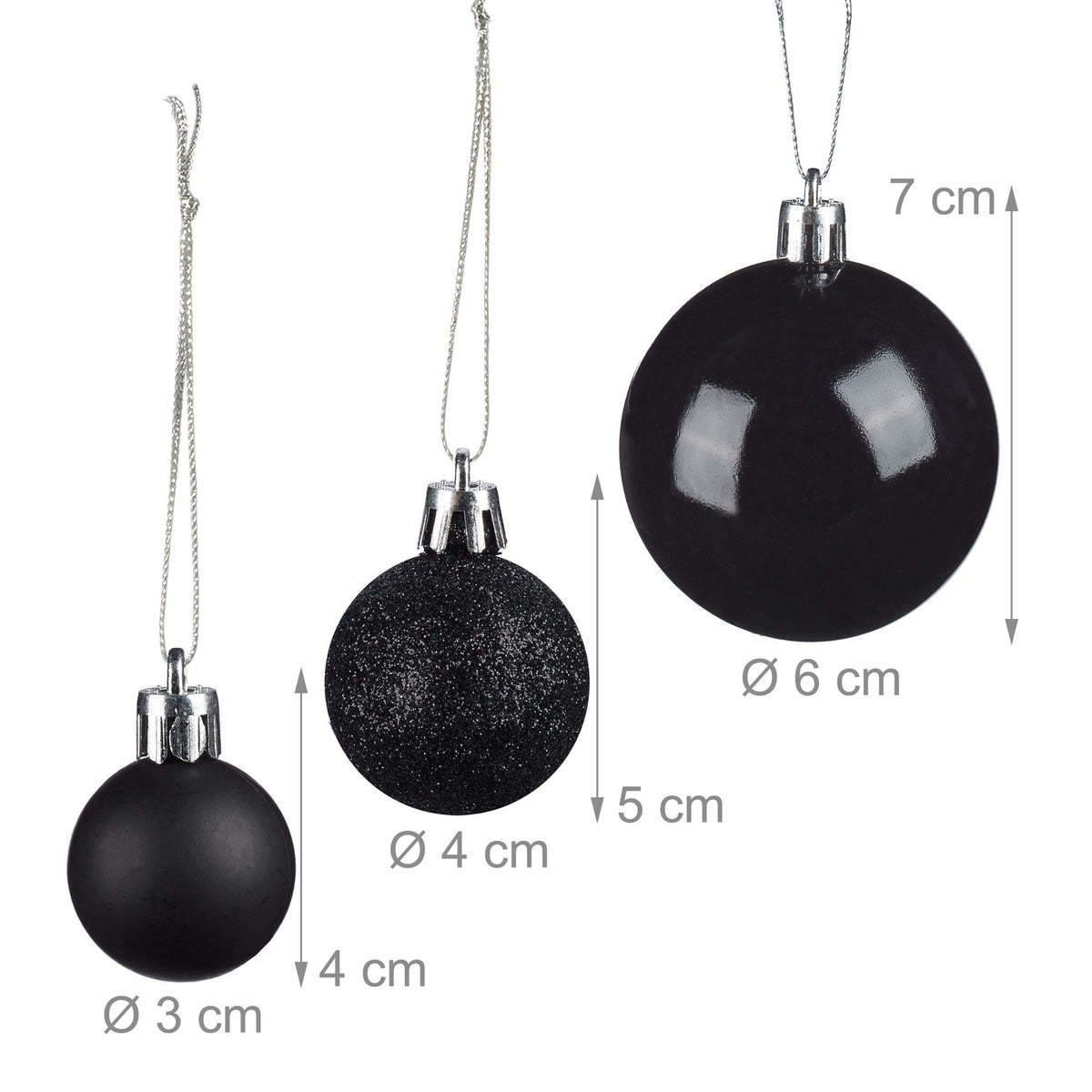 Christmas Tree Baubles Set, 76 Pieces, Plastic