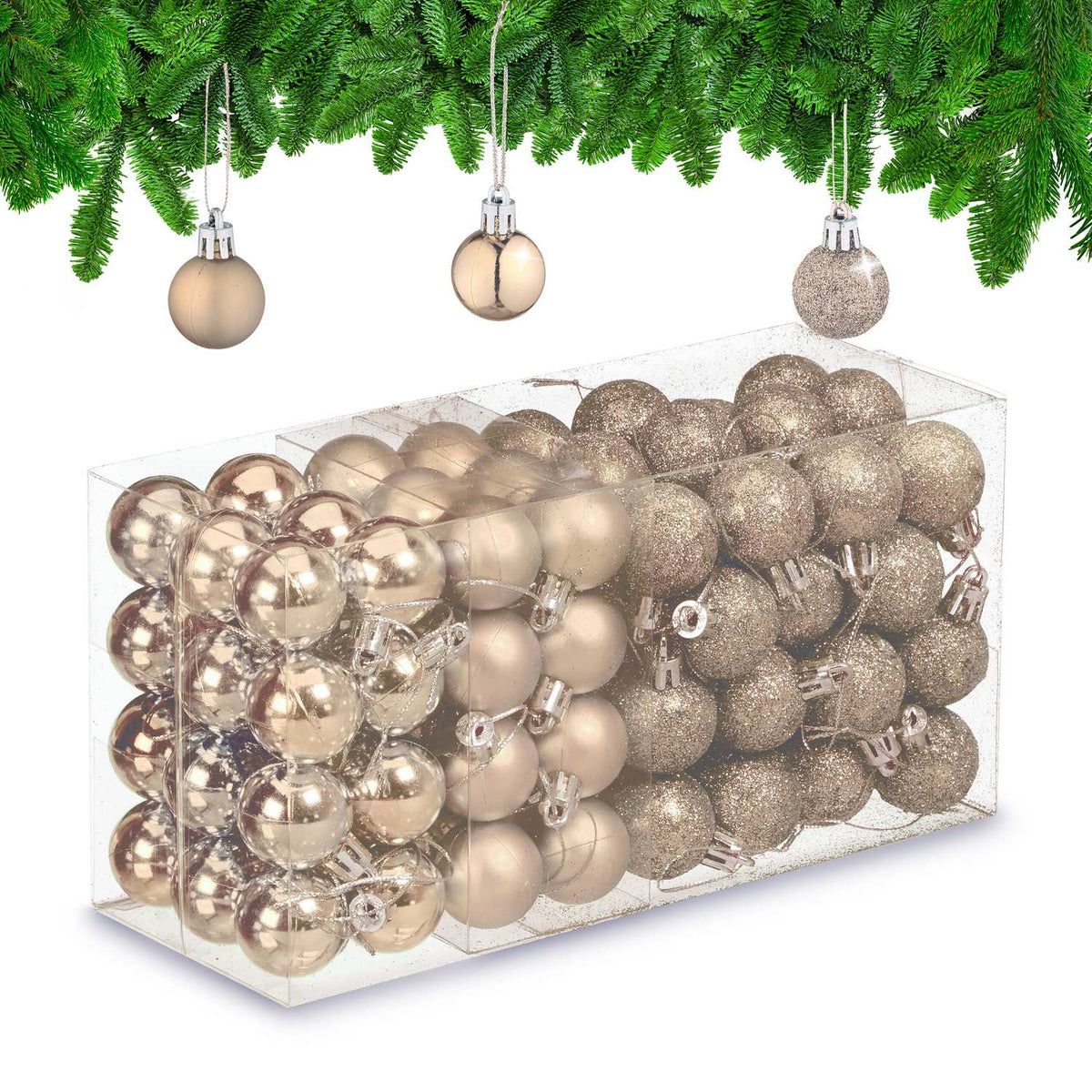 Christmas Tree Baubles Set, 96 Plastic Decorations