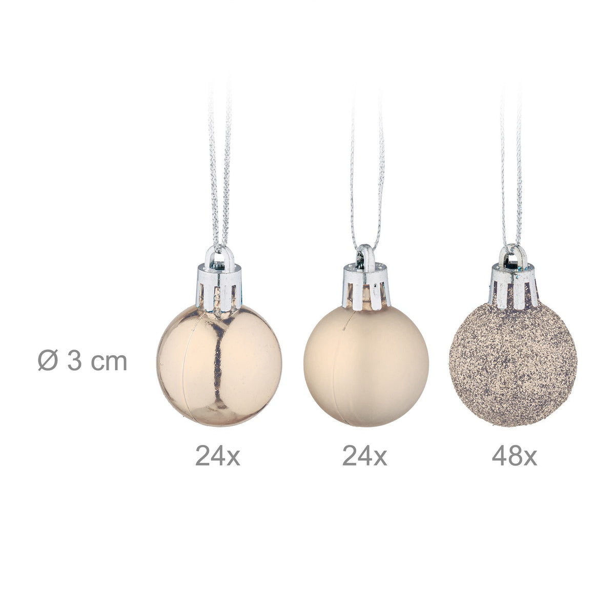 Christmas Tree Baubles Set, 96 Plastic Decorations