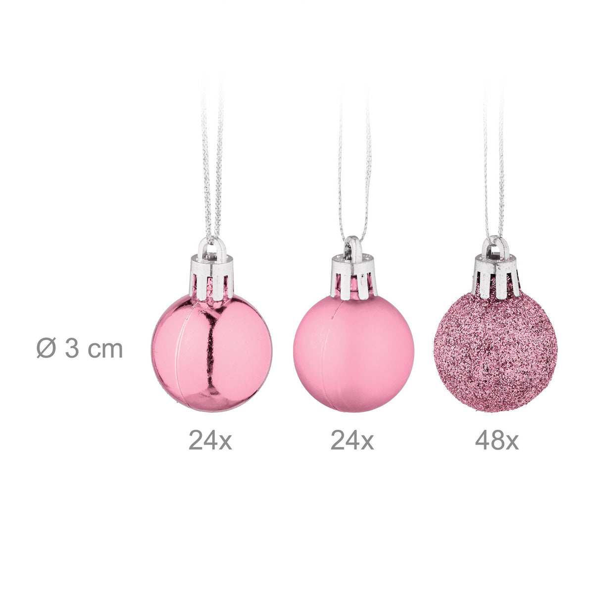 Christmas Tree Baubles Set, 96 Plastic Ornaments