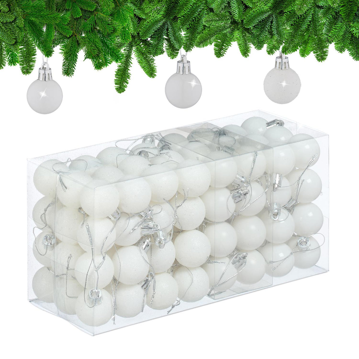 Christmas Tree Baubles Set, 96 Plastic Ornaments