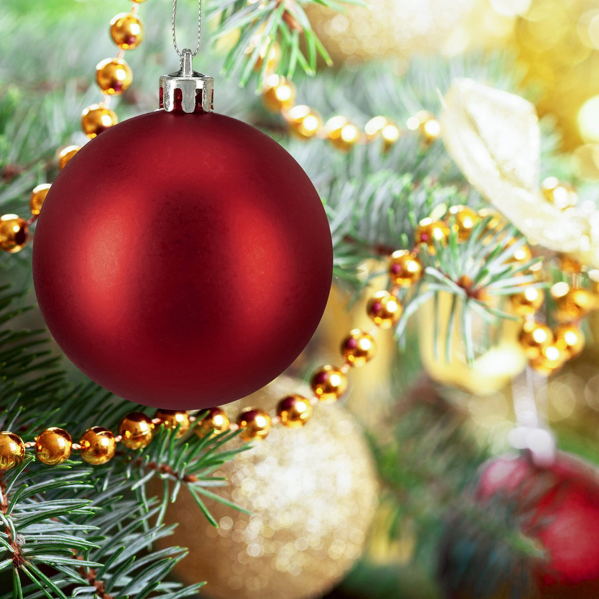 Christmas Tree Baubles Set, Red & Green, Various Finishes