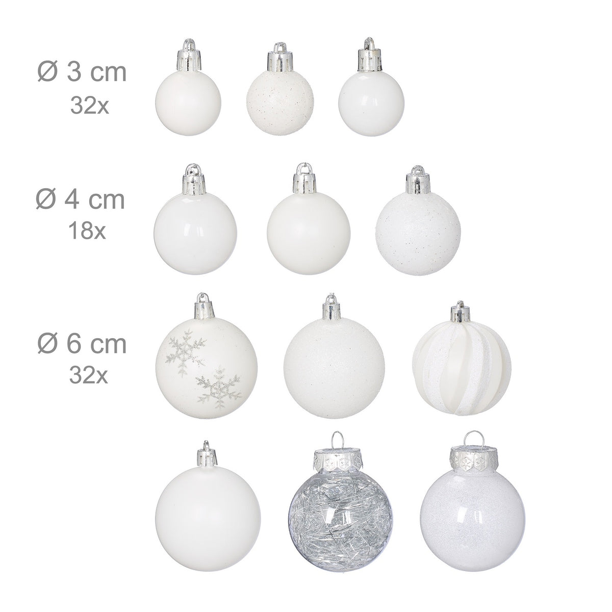 Christmas Tree Ornaments Set, 101 Plastic Baubles