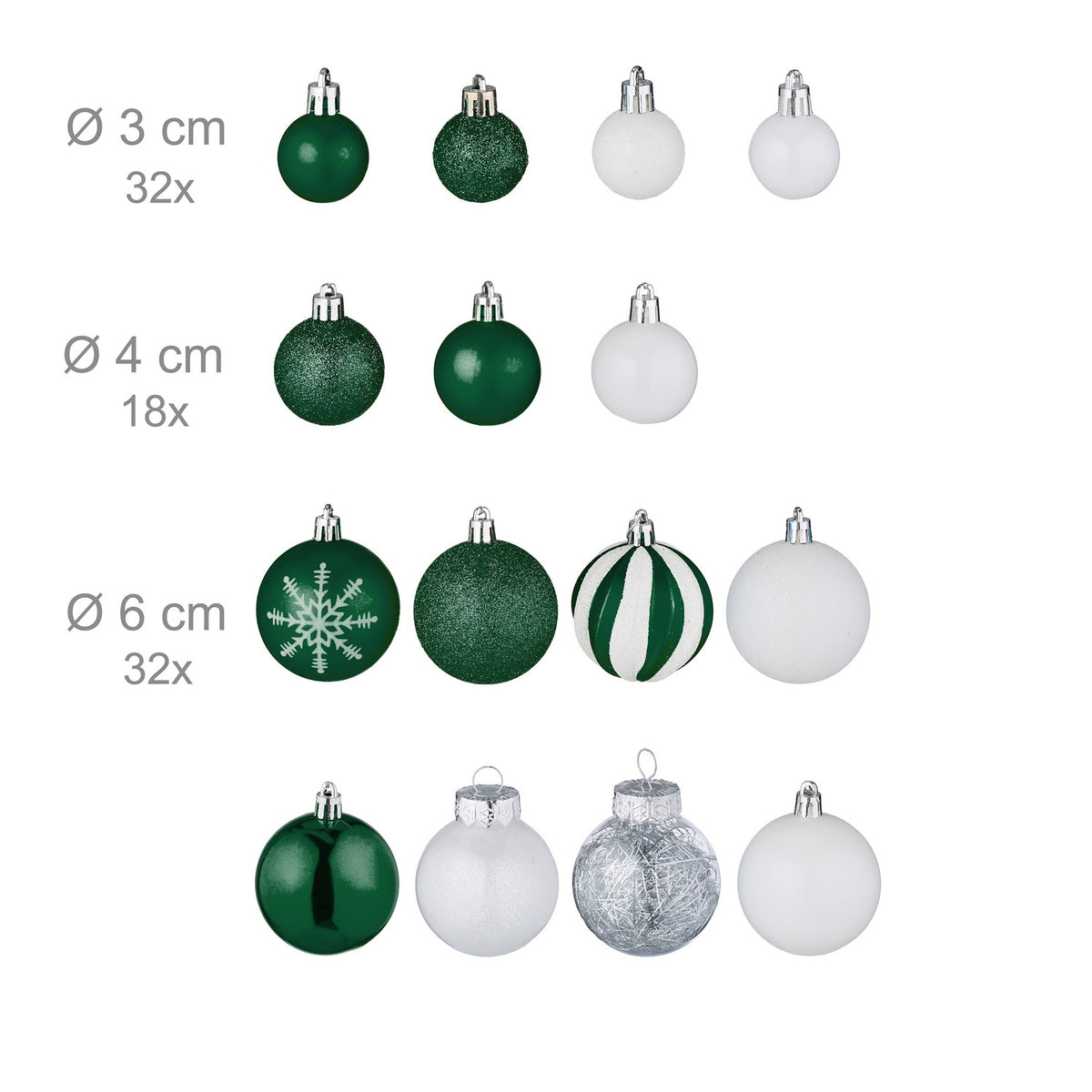 Christmas Tree Ornaments Set, 101 Plastic Baubles