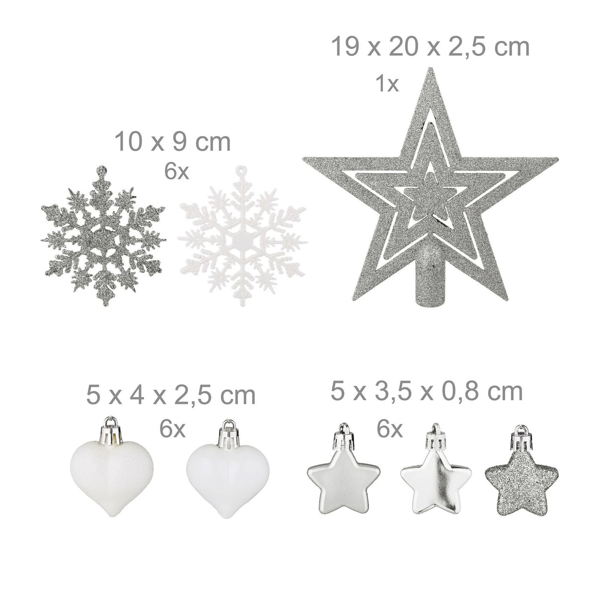 Christmas Tree Ornaments Set, 101 Plastic Baubles