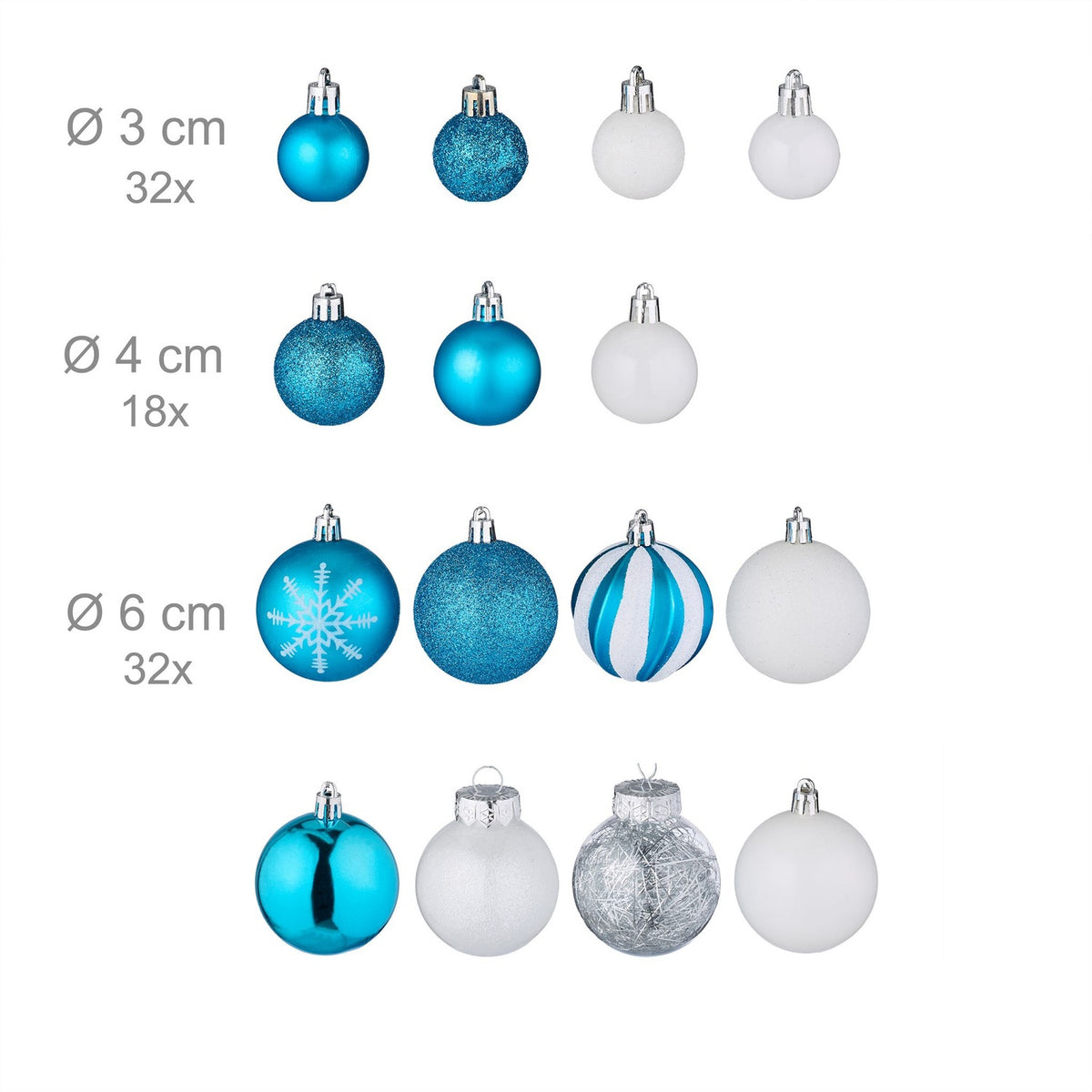 Christmas Tree Ornaments Set, 101 Plastic Baubles
