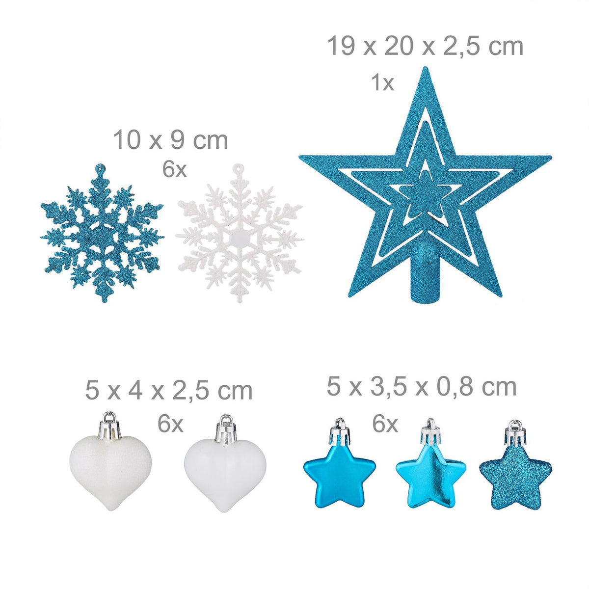 Christmas Tree Ornaments Set, 101 Plastic Baubles