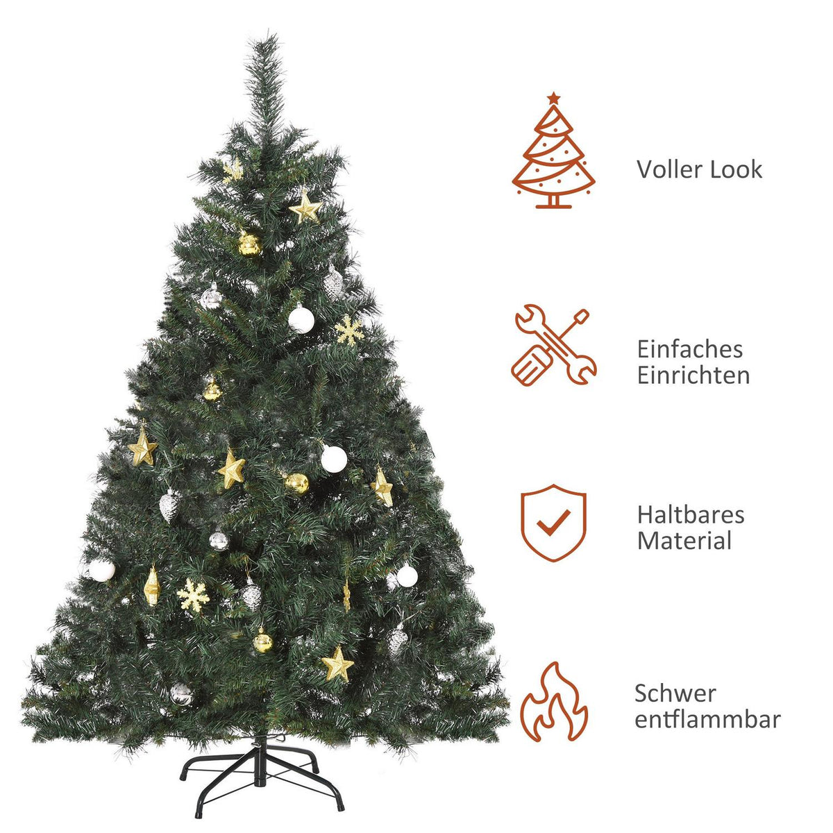 Christmas Tree With Decoration 120 Leds 511 Tips Ø95 X 150H Cm
