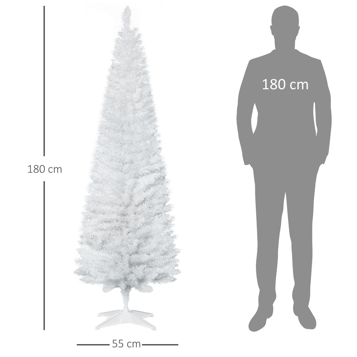 Christmas Tree With Plastic Stand 390 Tips White Ø 55 X H180 Cm
