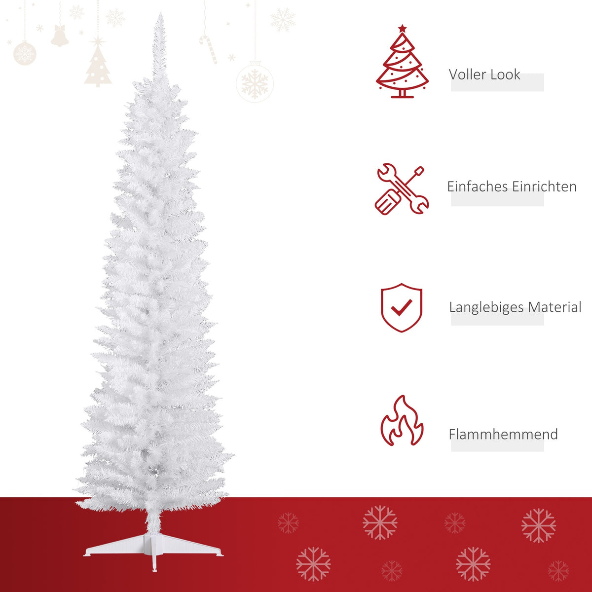 Christmas Tree With Plastic Stand 390 Tips White Ø 55 X H180 Cm