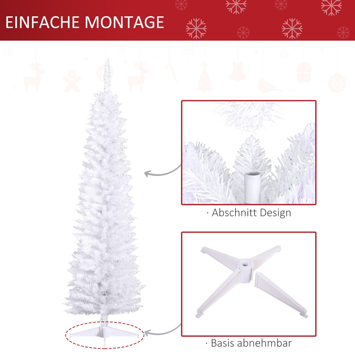 Christmas Tree With Plastic Stand 390 Tips White Ø 55 X H180 Cm