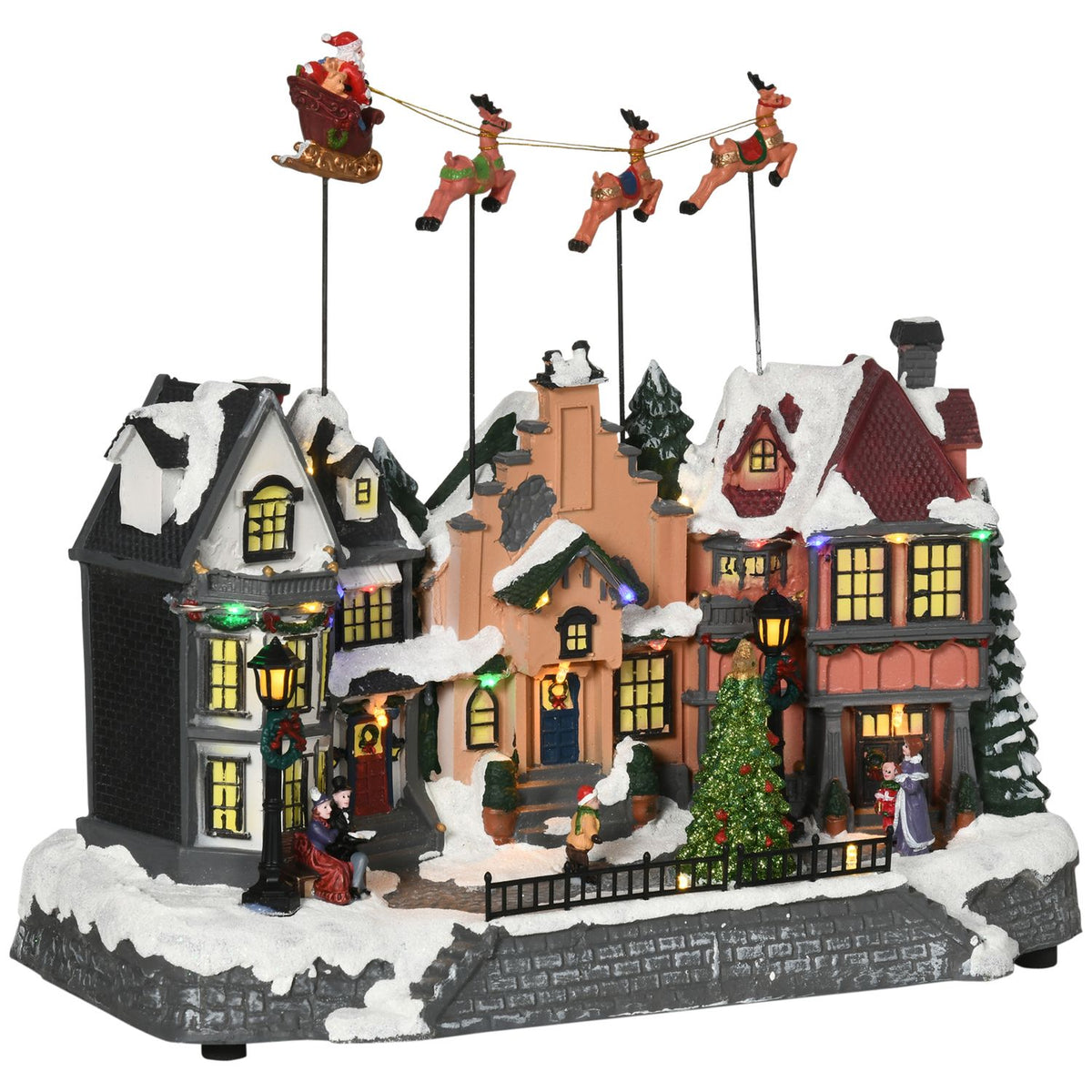 Christmas decoration outside animated Christmas decoration with 22 LEDs, illuminated winter wonderland set 38.5 x 20.5 x 33 cm