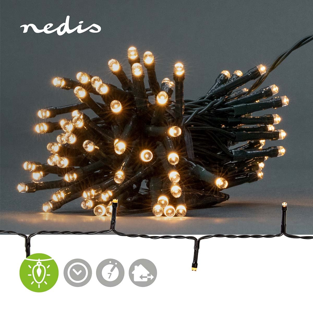 Christmas lights | String | 48 LEDs | Warm White | 3.60 m | Lighting effects: 7 | Indoors or Outdoors | Battery powered