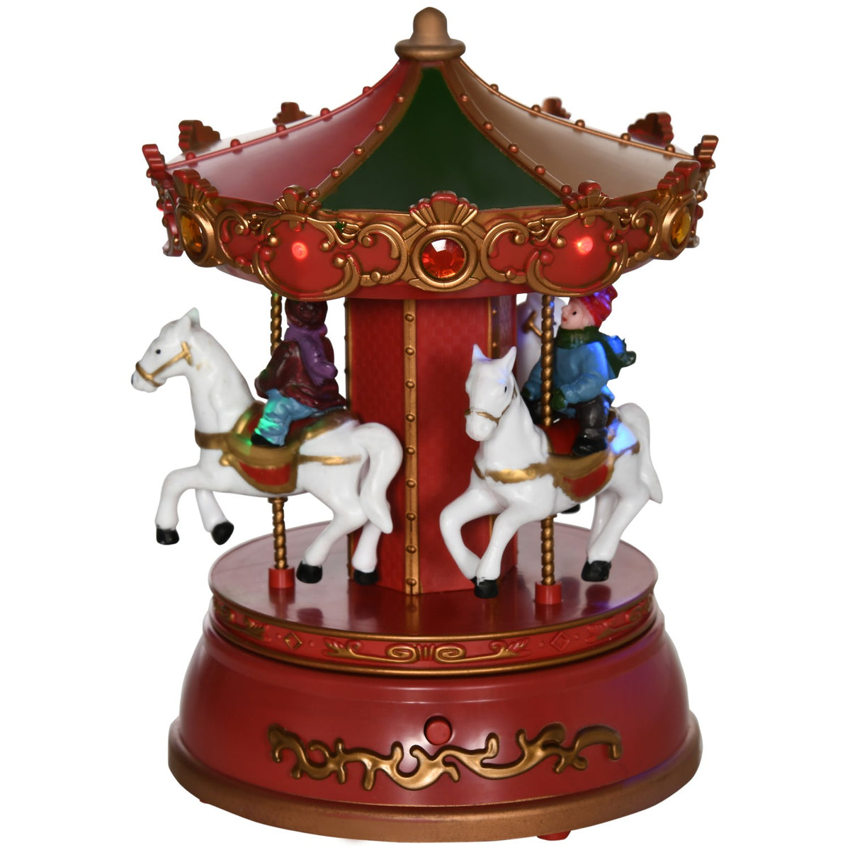 Christmas music box carousel with 3 modes music & LED rotating carousel 13x13x18.5 cm as a Christmas gift made of plastic