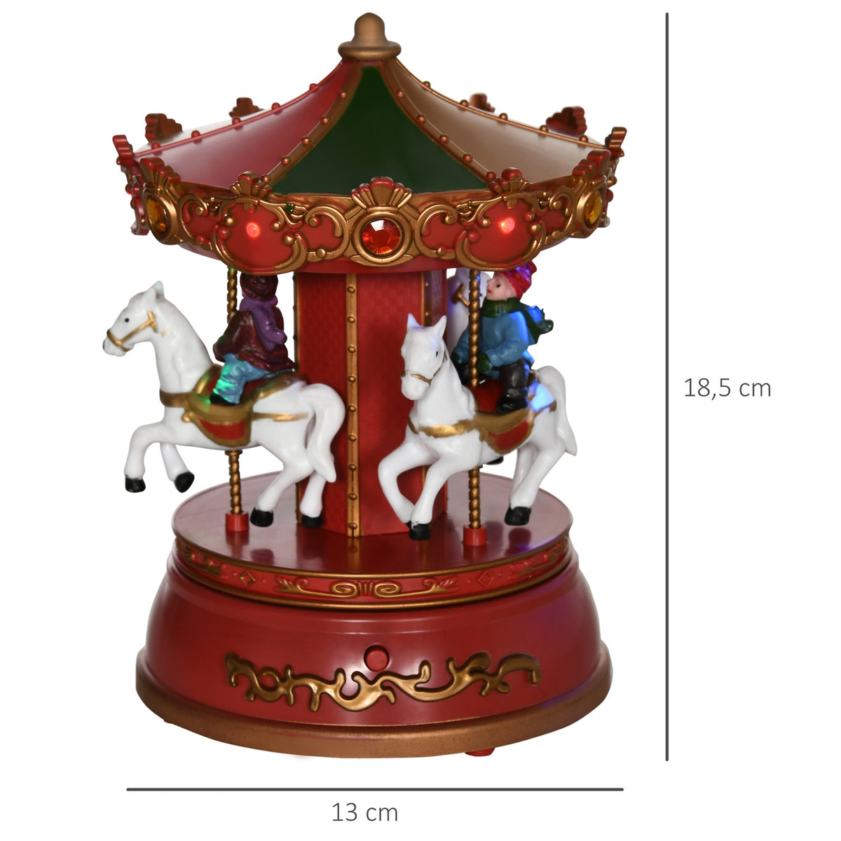 Christmas music box carousel with 3 modes music & LED rotating carousel 13x13x18.5 cm as a Christmas gift made of plastic