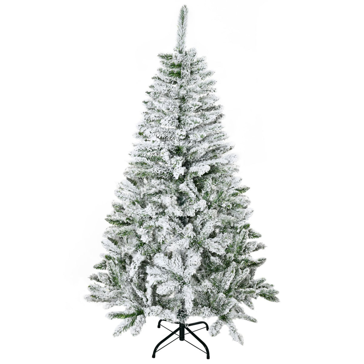 Christmas tree 150 cm artificial pine tree with artificial snow, 358 branch tips, base Christmas tree for Christmas party, indoor, green