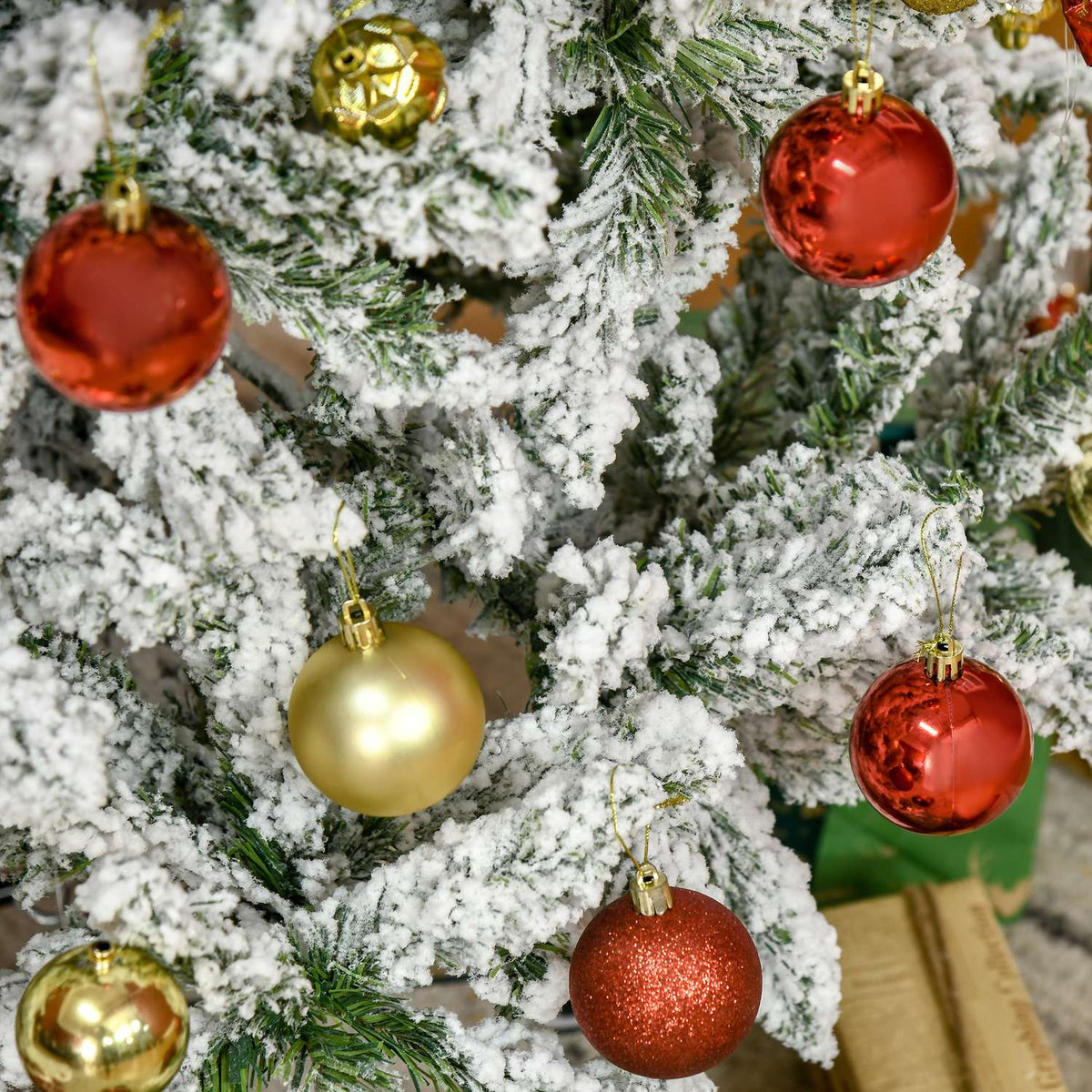 Christmas tree 150 cm artificial pine tree with artificial snow, 358 branch tips, base Christmas tree for Christmas party, indoor, green