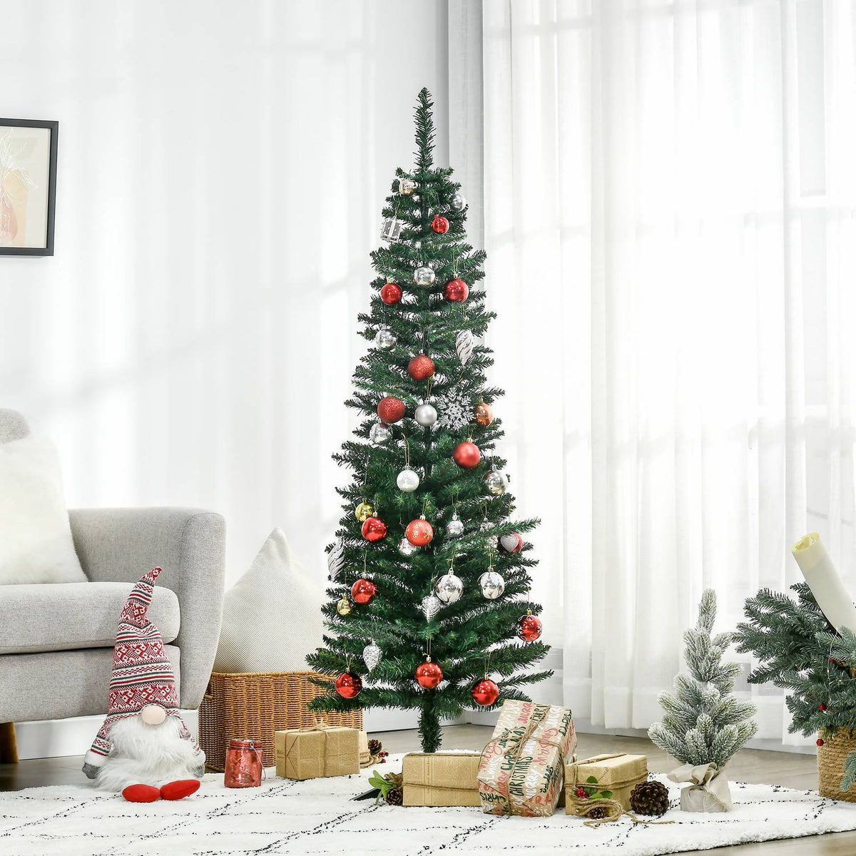 Christmas tree 1.5 m artificial fir tree with stand, can be dismantled, 294 branches, PVC green Ø46 cm for festive decoration