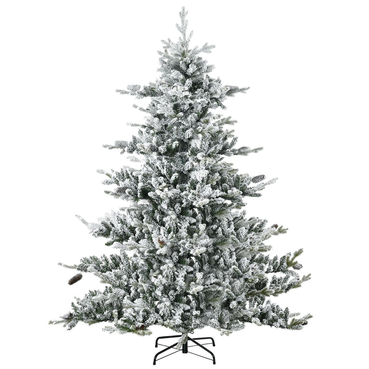 Christmas tree 180 cm artificial Christmas tree with artificial snow, artificial fir with 1471 branch tips, base for Christmas parties, indoor, green
