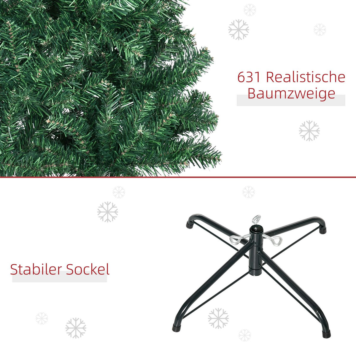 Christmas tree 2.1 m Christmas tree with stand artificial fir 631 branches can be dismantled PVC green Ø81 x 210 cm