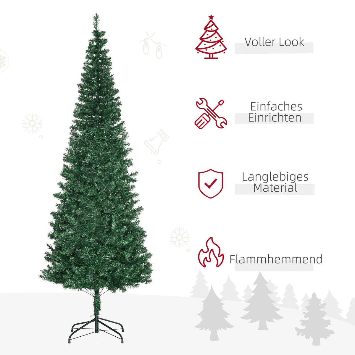 Christmas tree 2.1 m Christmas tree with stand artificial fir 631 branches can be dismantled PVC green Ø81 x 210 cm