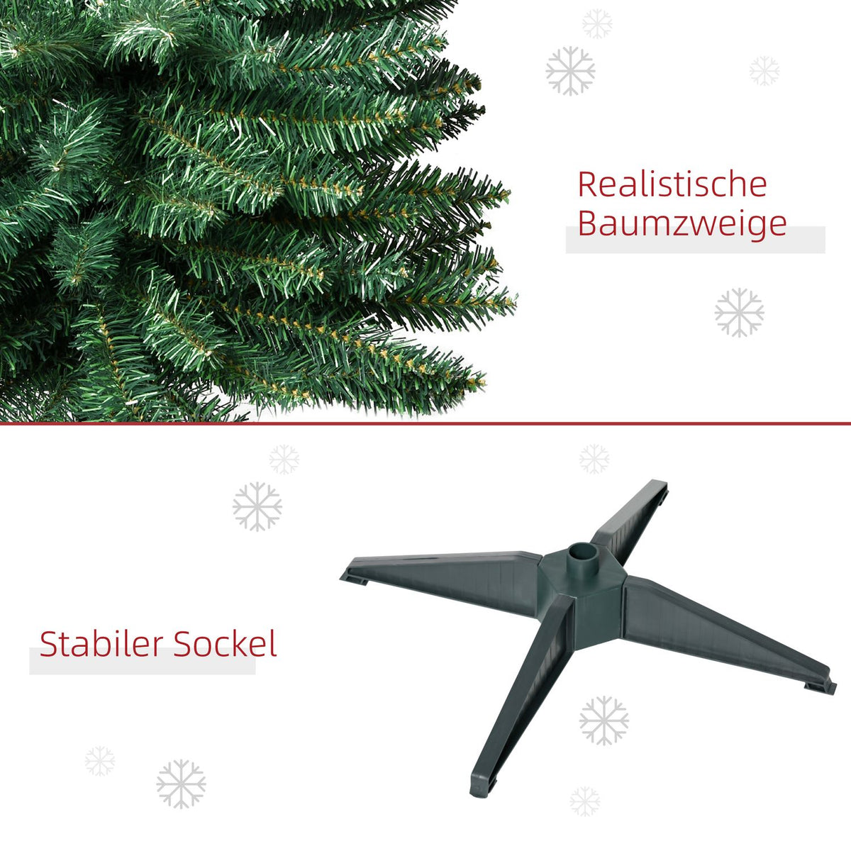 Christmas tree 390 tips green Ø 55 x H180 cm with sturdy plastic stand for festive decoration