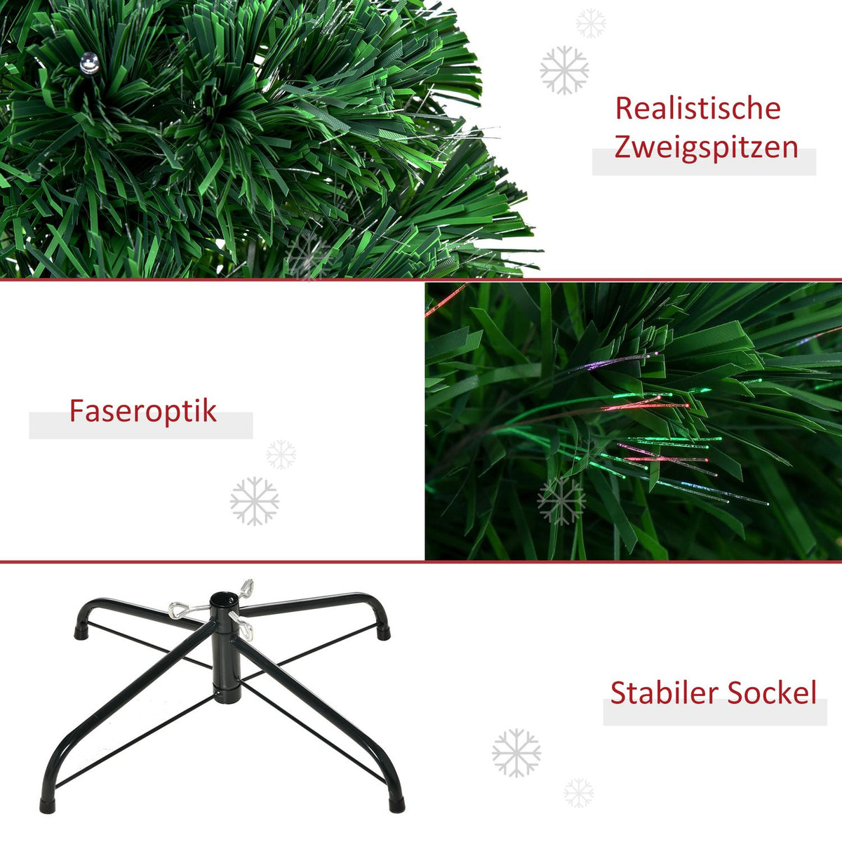Christmas tree artificial Christmas tree LED light fiber tree with metal stand, fiber optic color changer, green, 150 cm