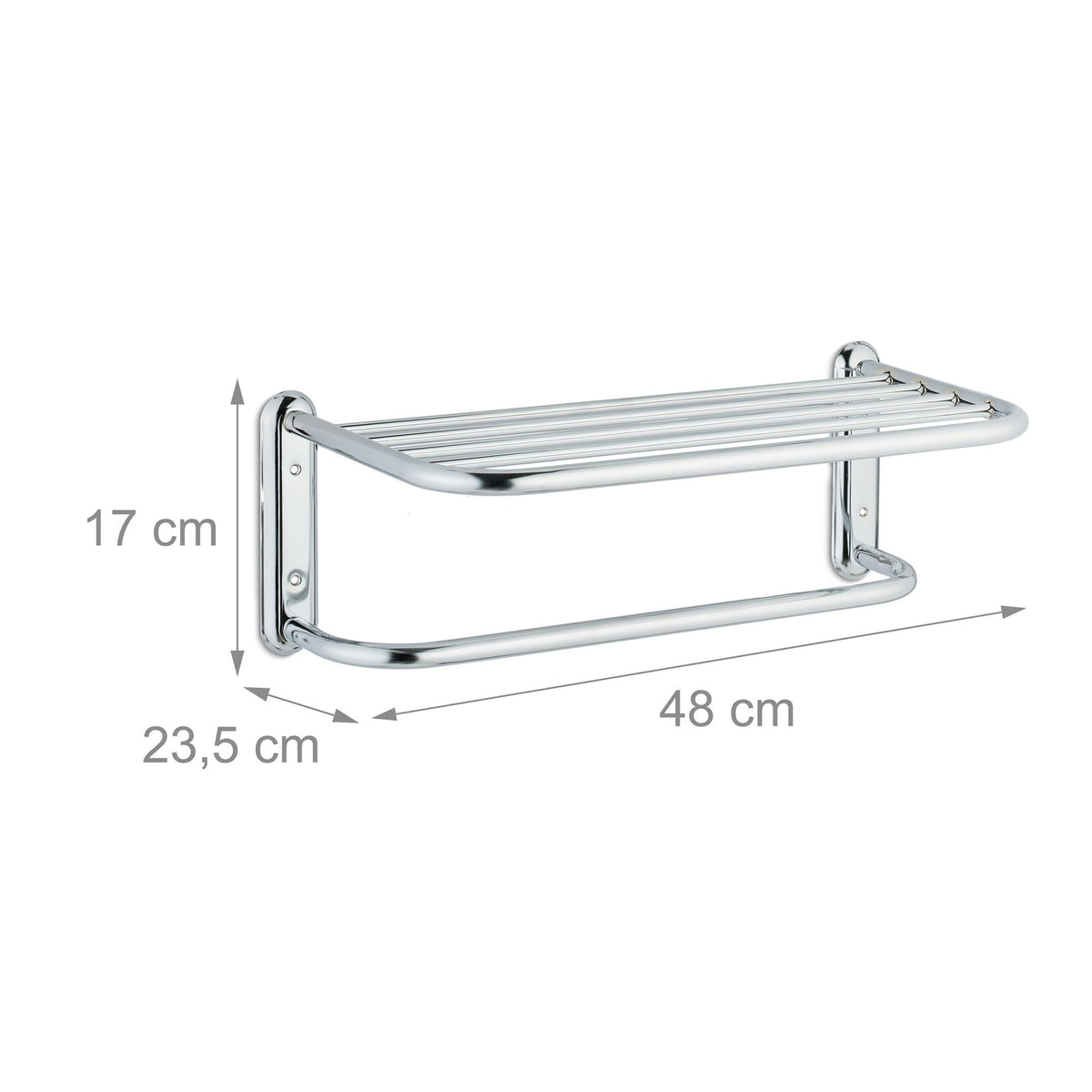 Chrome-plated towel rail for the wall