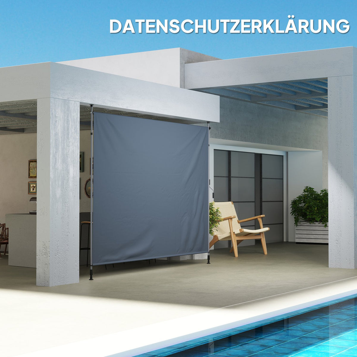 Clamp awning with hand crank, height-adjustable, folding arm awning, no drilling, sun protection, UV-resistant, including wall bracket, sun awning, 350 cm wide for terrace, balcony, dark gray