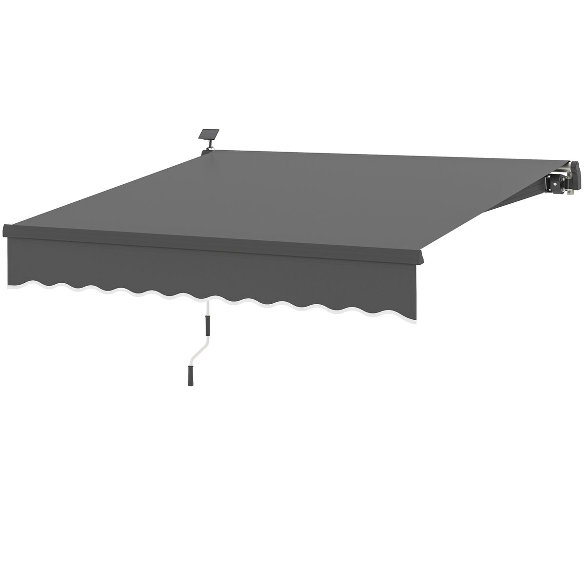 Clamp awning with hand crank, solar light, folding arm awning, sun protection, UV 50+, balcony awning incl. wall bracket, sun awning, 300 cm wide for terrace, balcony, veranda, gray