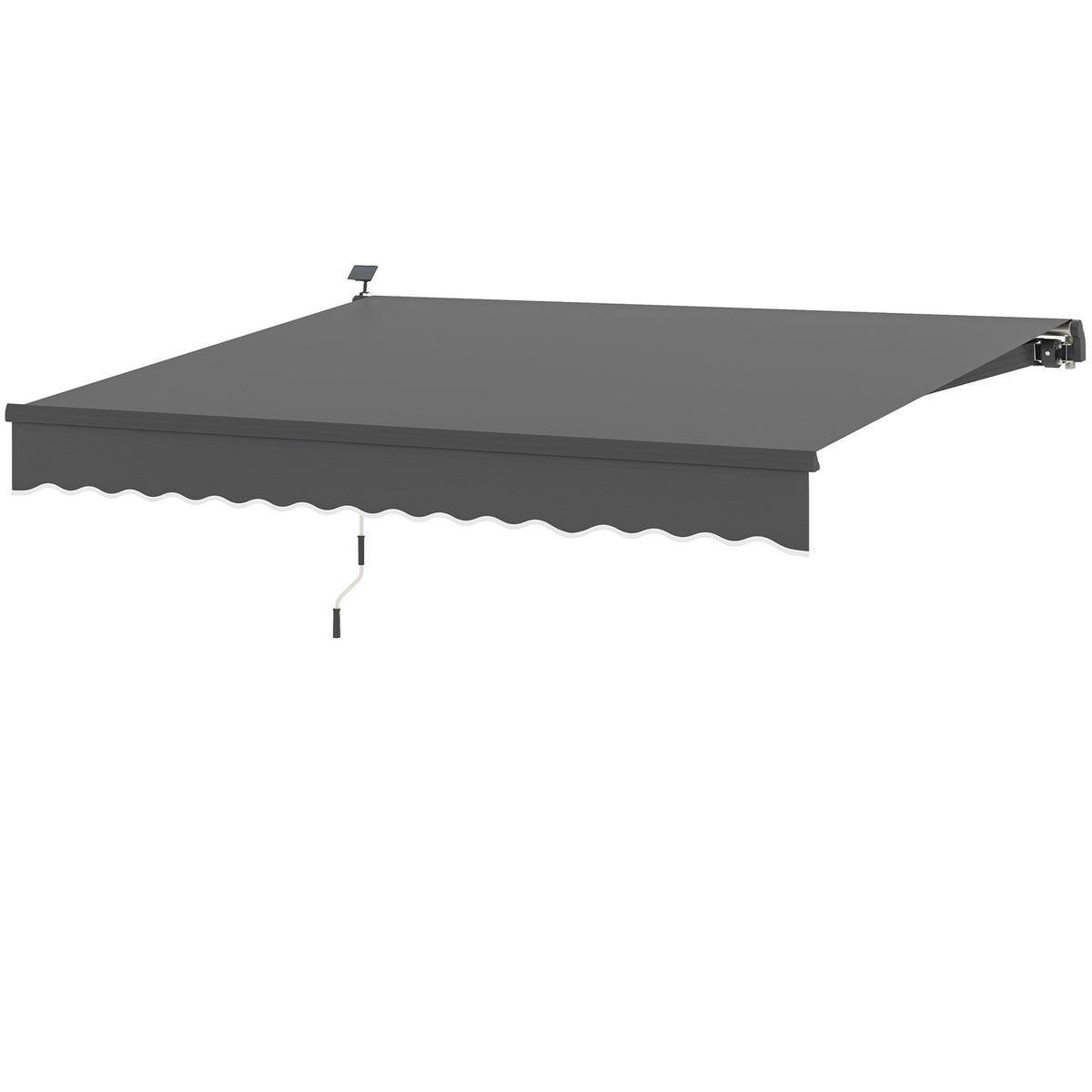 Clamp awning with hand crank, solar light, folding arm awning, sun protection, UV 50+, balcony awning incl. wall bracket, sun awning, 400 cm wide for terrace, balcony, veranda, gray