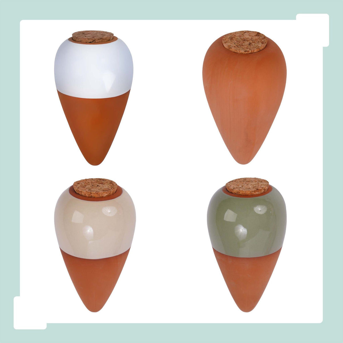 Clay Watering Cones with Lids, 350ml, Set of 2, White