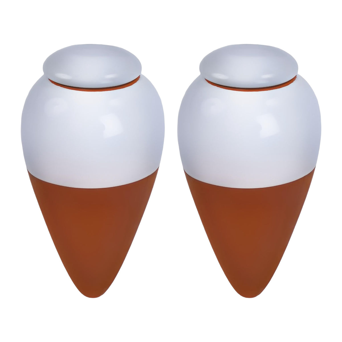 Clay Watering Cones with Lids, 350ml, White, Set of 2