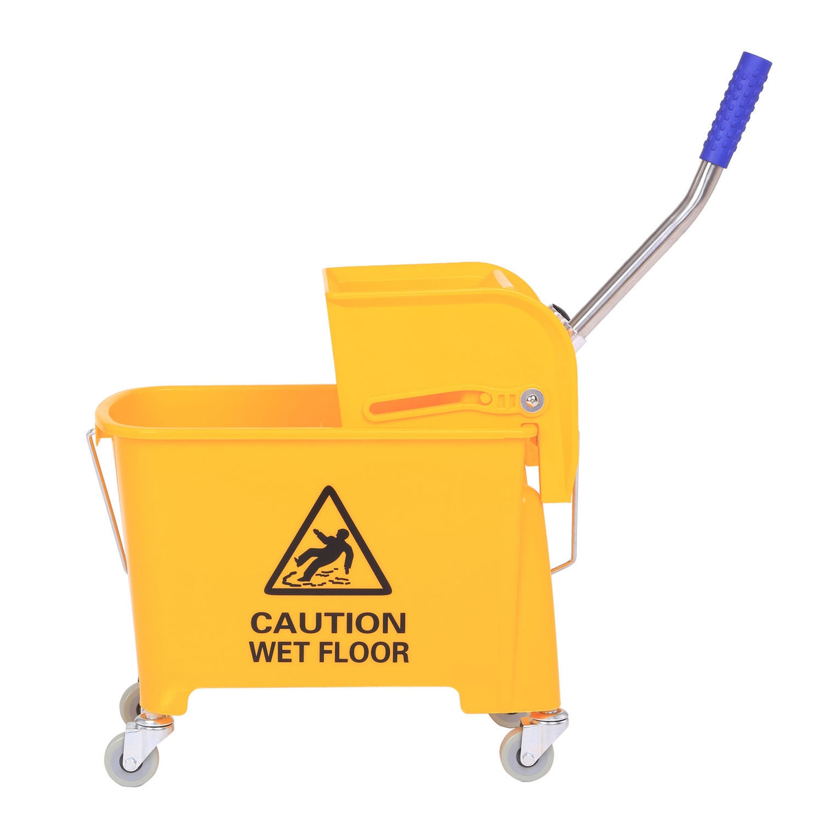 Cleaning Bucket Cleaning Trolley Wiping Trolley Mobile Bucket 20 Liters With Press 2 Chambers Yellow