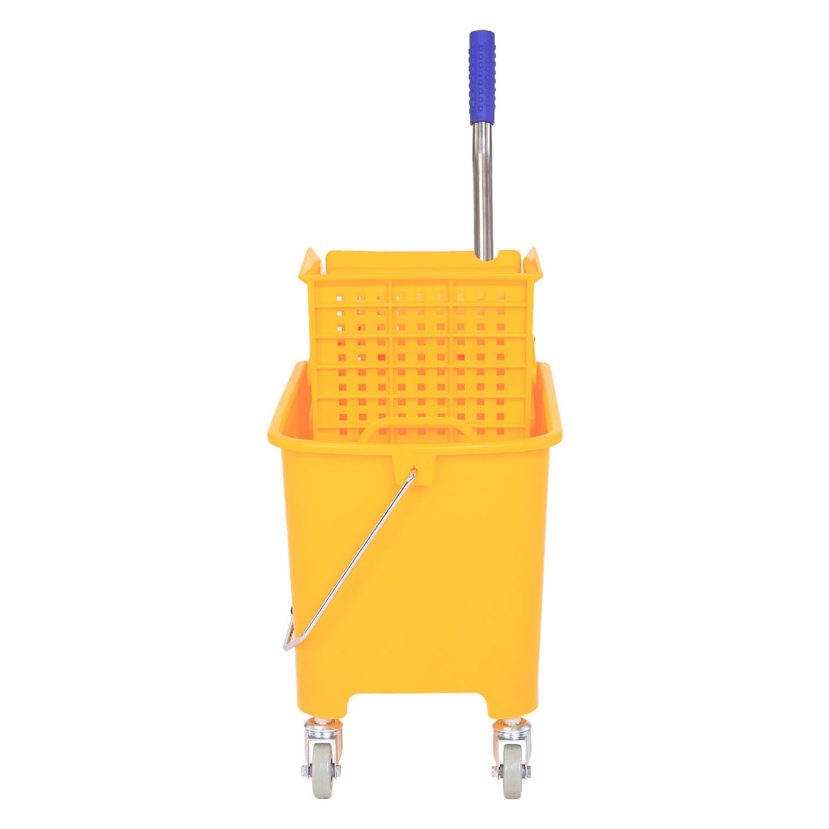 Cleaning Bucket Cleaning Trolley Wiping Trolley Mobile Bucket 20 Liters With Press 2 Chambers Yellow