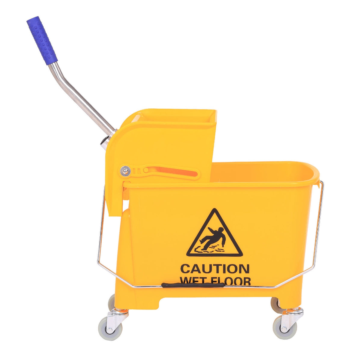 Cleaning Bucket Cleaning Trolley Wiping Trolley Mobile Bucket 20 Liters With Press 2 Chambers Yellow