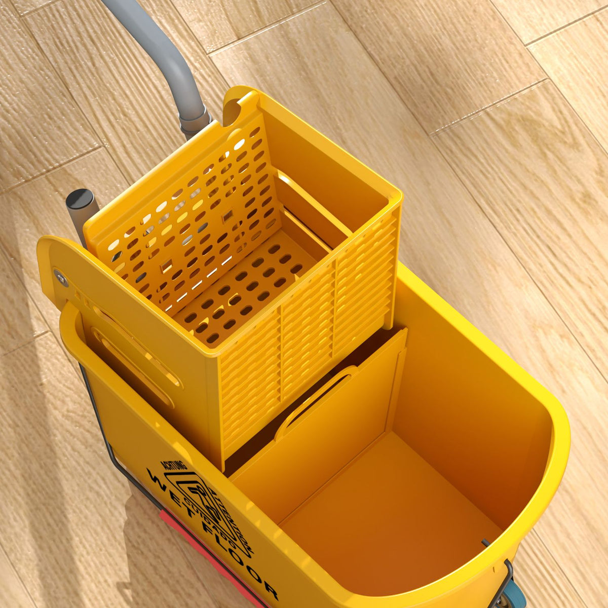 Cleaning Cart with Wheels, 20L Capacity, Yellow