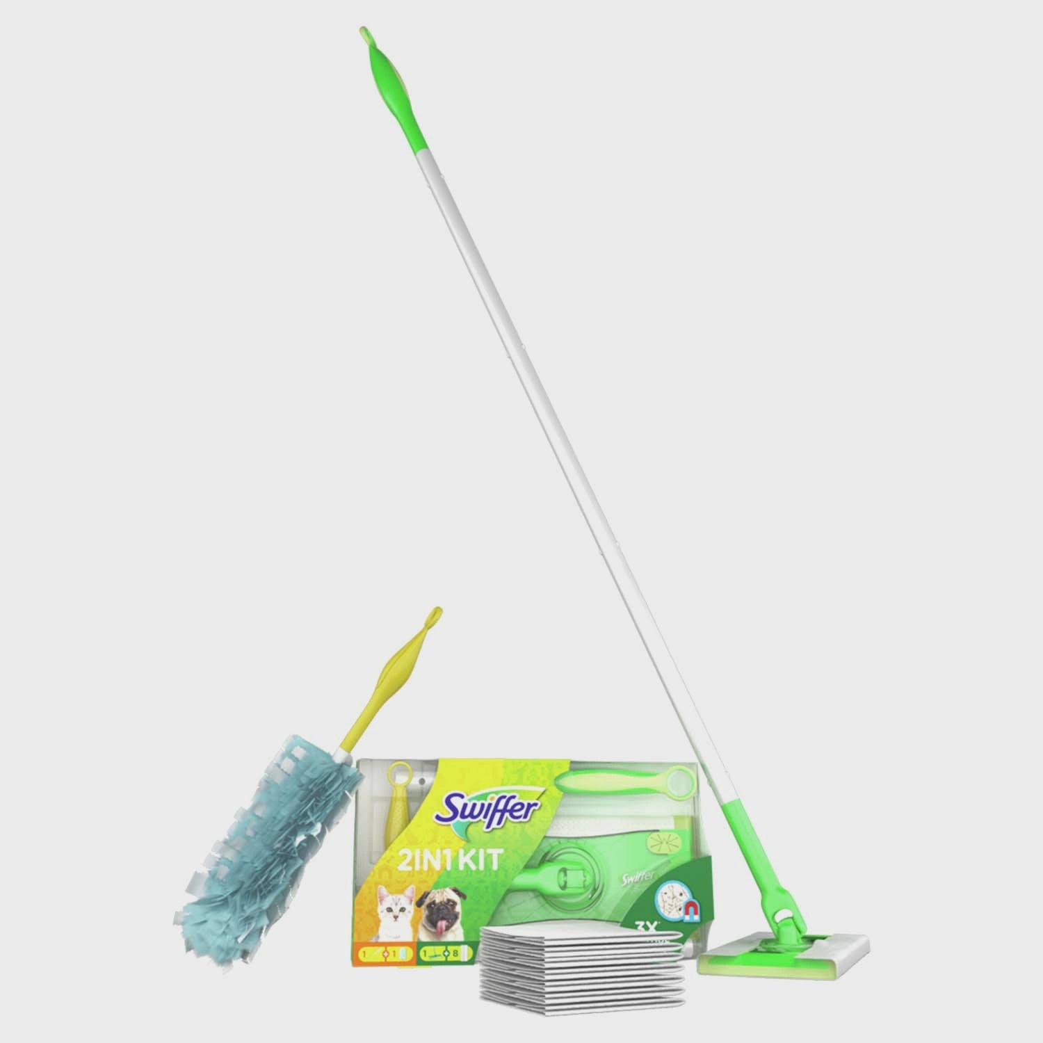 Cleaning Mop Kit with 8 Dry Refills & Duster Refill