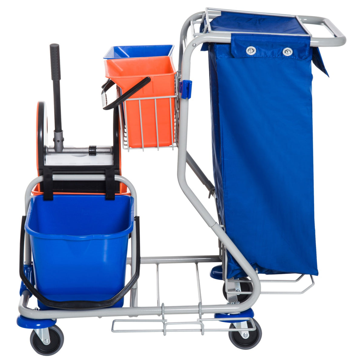 Cleaning Trolley Cleaning Trolley 4 Buckets Wiping Trolley System Trolley With Wheels Blue Orange 100 X 70 X 103 Cm
